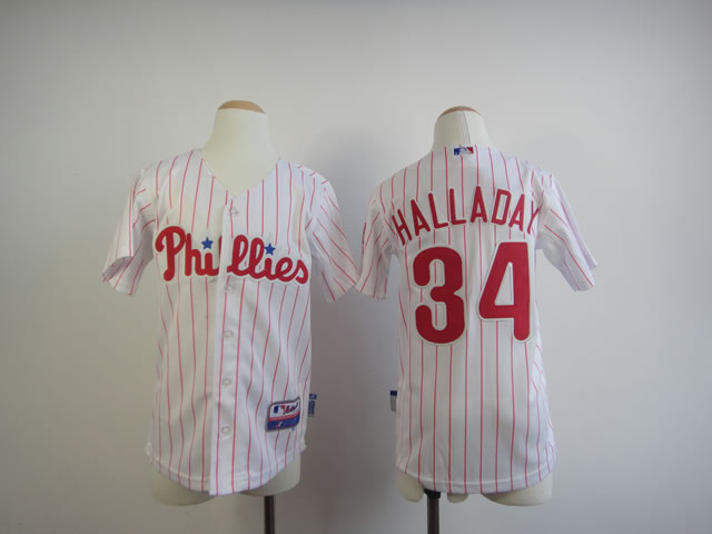 Youth Philadelphia Phillies #34 Halladay White MLB Jerseys->philadelphia phillies->MLB Jersey